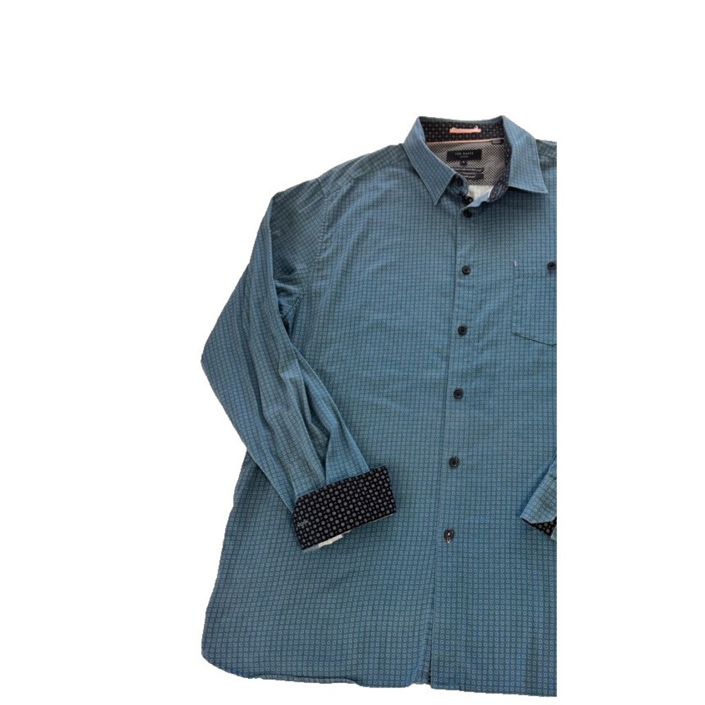 Ted Baker London Button Down Shirt Mens 6/XL Blue Longsleeve Button Down - Picture 12 of 16